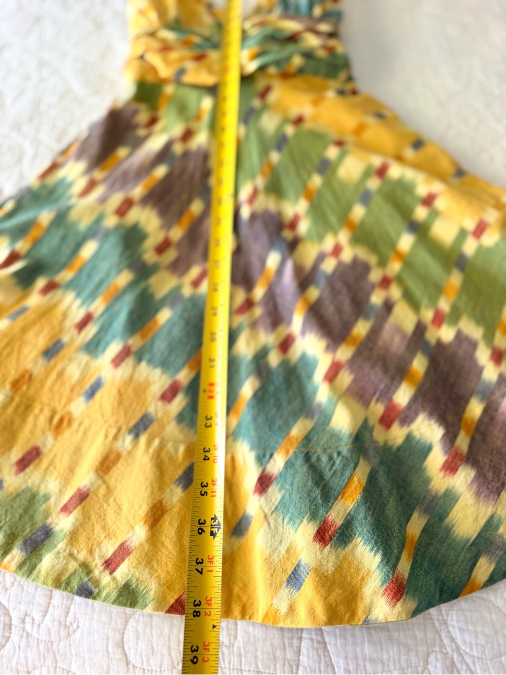 MARC JACOBS Yellow, Green, Autumn Orange 100% Cotton Swing Dress, Tie Back Sz 10 - Picture 11 of 16